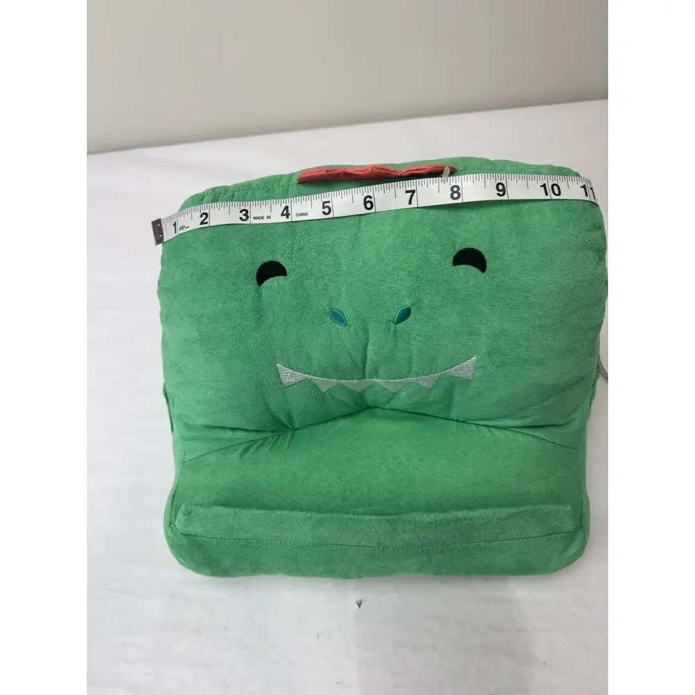Pillowfort Plush Book iPad Tablet Holder Pillow Weighted Green Dinosaur Pockets